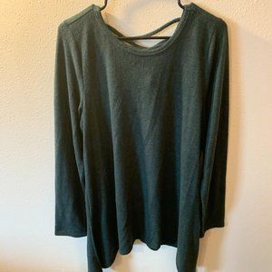 TORRID SUPER SOFT DARK GREEN LATTICE BACK TEE